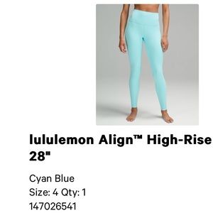 Lululemon align leggings - 28” size 4